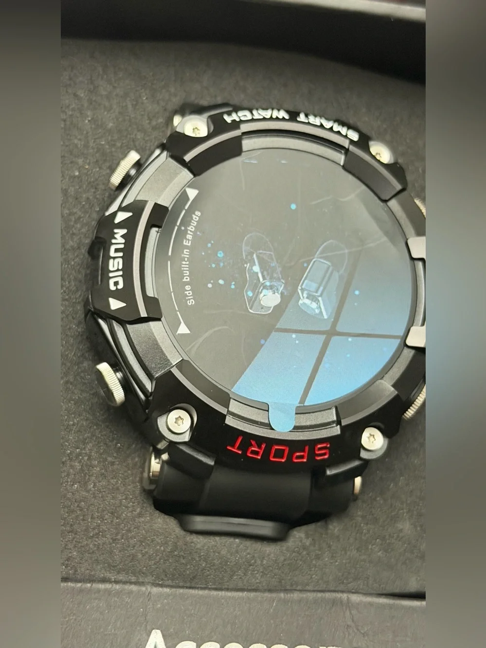 Black Sport Smart Watch with Music Display